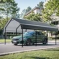 Shintenchi 12x15 FT Carport,Heavy Duty Carport Canopy with Steel Roof and Frame,Metal Carport Carports with Enhanced Base Heavy Duty Garage Outdoor Galvanized Car Shelter for Car, Boats and Tractors