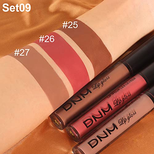3Pcs Nude Brown Pink Dark Maroon Matte Liquid Lipstick Makeup Sets For Dark Skin Black Women Dnm Permanent Lip Stain Set Long Lasting Lipstick 24 Hours Waterproof Labiales Mate 24 Horas Originales 09 #TOP4