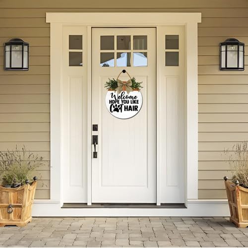 Welcome Cat Hair Sign - Front Door Decor for Cat Lovers