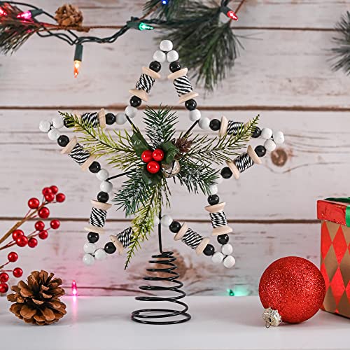 Ornativity Rattan Star Tree Topper – Christmas Farmhouse Rustic Tree Topper With Holly Mistletoe And Berry Decorations #TOP3