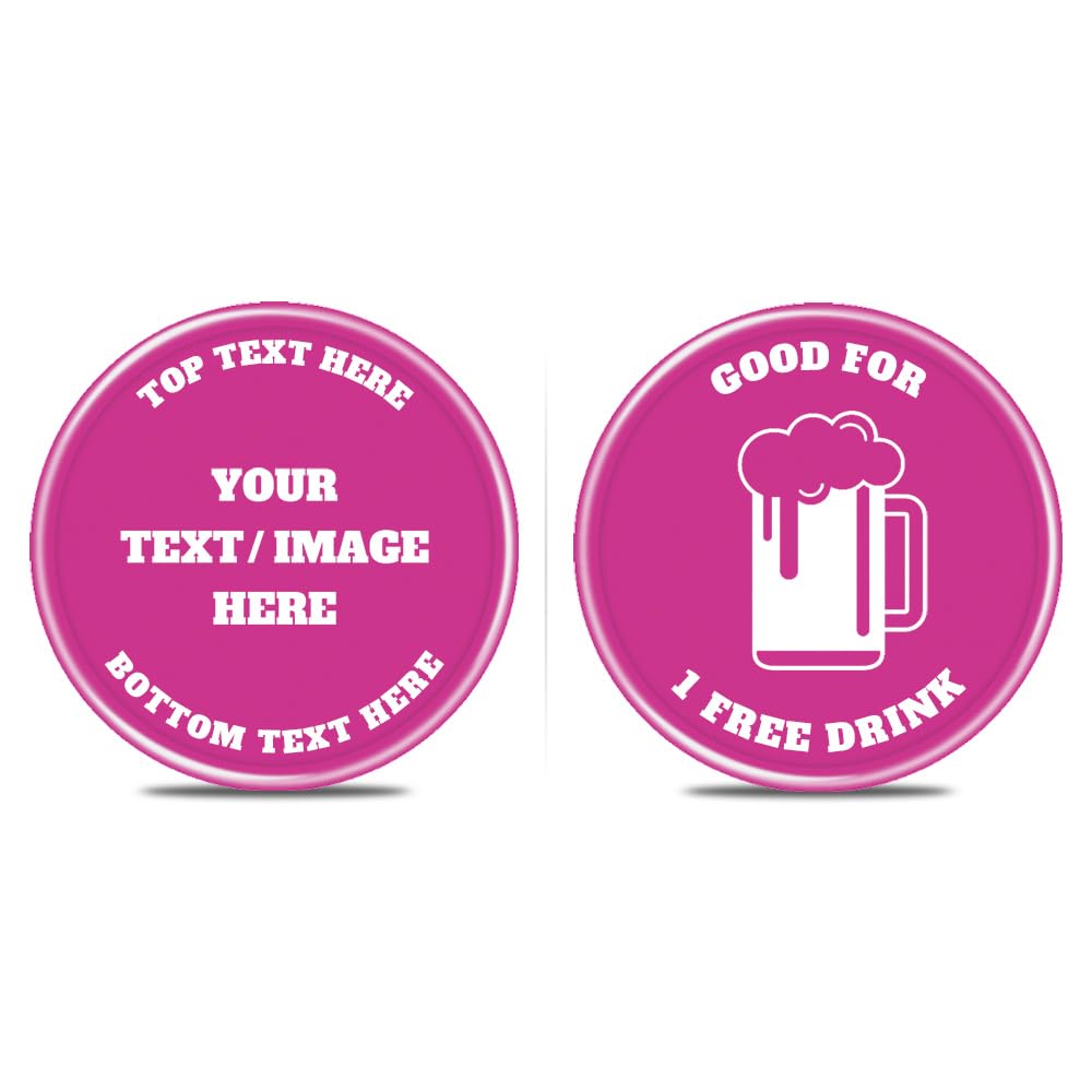 200 PCS Personalized Plastic Poker Chips, Full Color Print Your Logo and Text on the Chip, Good for Drink Tokens, Poker Card Game (Rose Red)