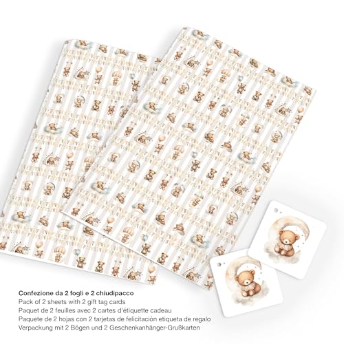 LINA OFFICINE GRAFICHE KREATIVES GESCHENKPAPIER HASELNUSSBÄR MOND BIGL. PAKETSIEGEL 2 STÜCK JEDER ART