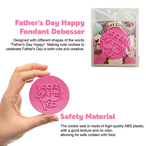 Father's Day Fondant Embosser"Happy Father's Day" Shape 3D Raised Design Cookie Stamps, Embosser Stamp For Fondant Stamp For Fondant, Icing, Cupcake, Cake Cookie Letter Stamp (Pink) #TOP2