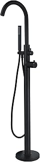 ENKI, Zara, BT9909, Matte Black, Thermostatic Freestanding Bath Shower Mixer Tap, Floorstanding Bath Taps, Solid Brass, Easy Clean, Modern Design, Easy to Install, 1-Year Guarantee