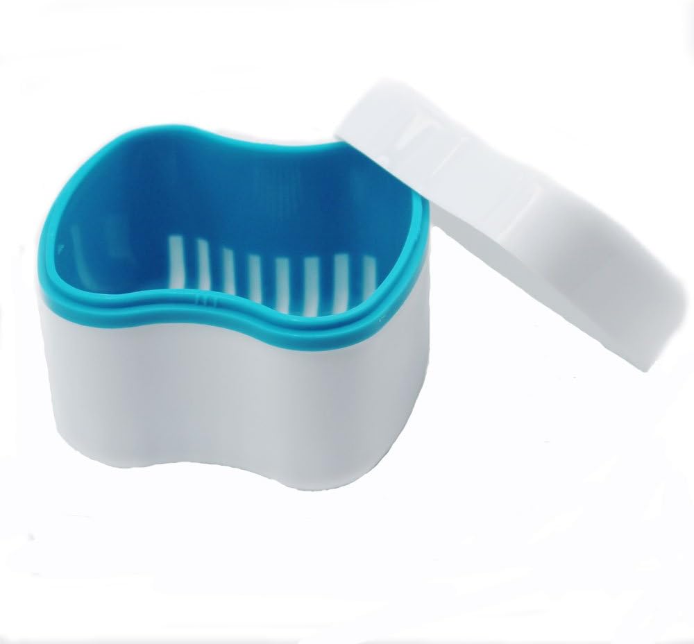 Gaodear Denture Bath With Rinsing Basket Denture Container Box Denture Bath Cleaning Socking Cup