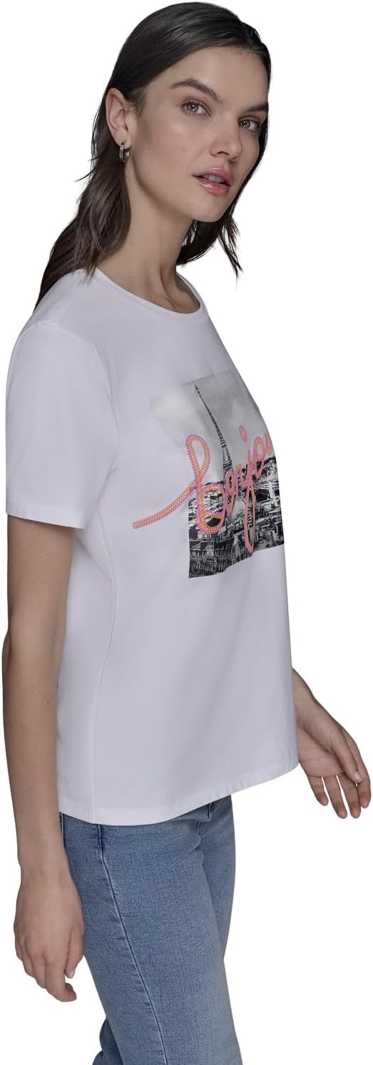 Karl Lagerfeld Womens Soft Everyday Logo Casual T-Shirt - Image 3