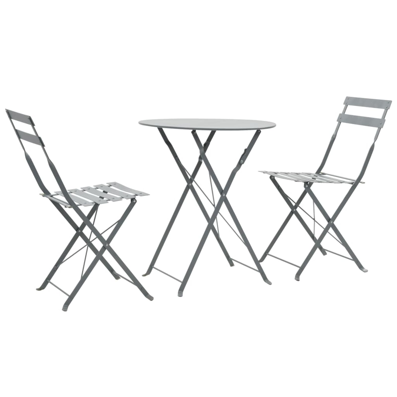 Gecheer Set da bistrot, 3 pezzi, in acciaio grigio, for esterno