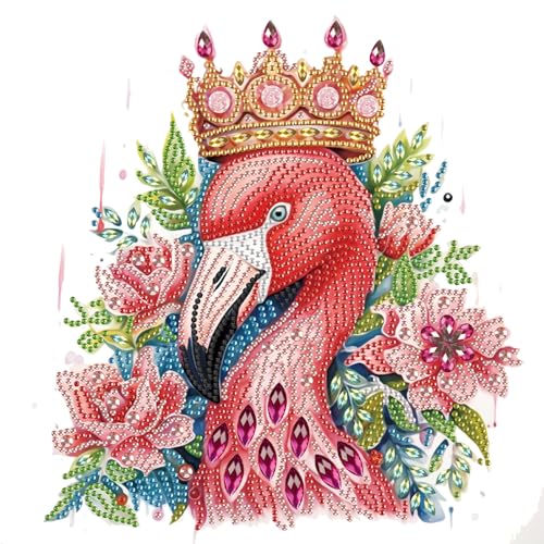 Image of AiYuanzsh 5D Special Shape Diamond Art Kits for Beginners, Diamond Art Painting Kits for Adults Flamingo, Crystal Rhinestones Diamond Art for Home Wall Decoration Gift 12x12inch /30x30cm, Animal