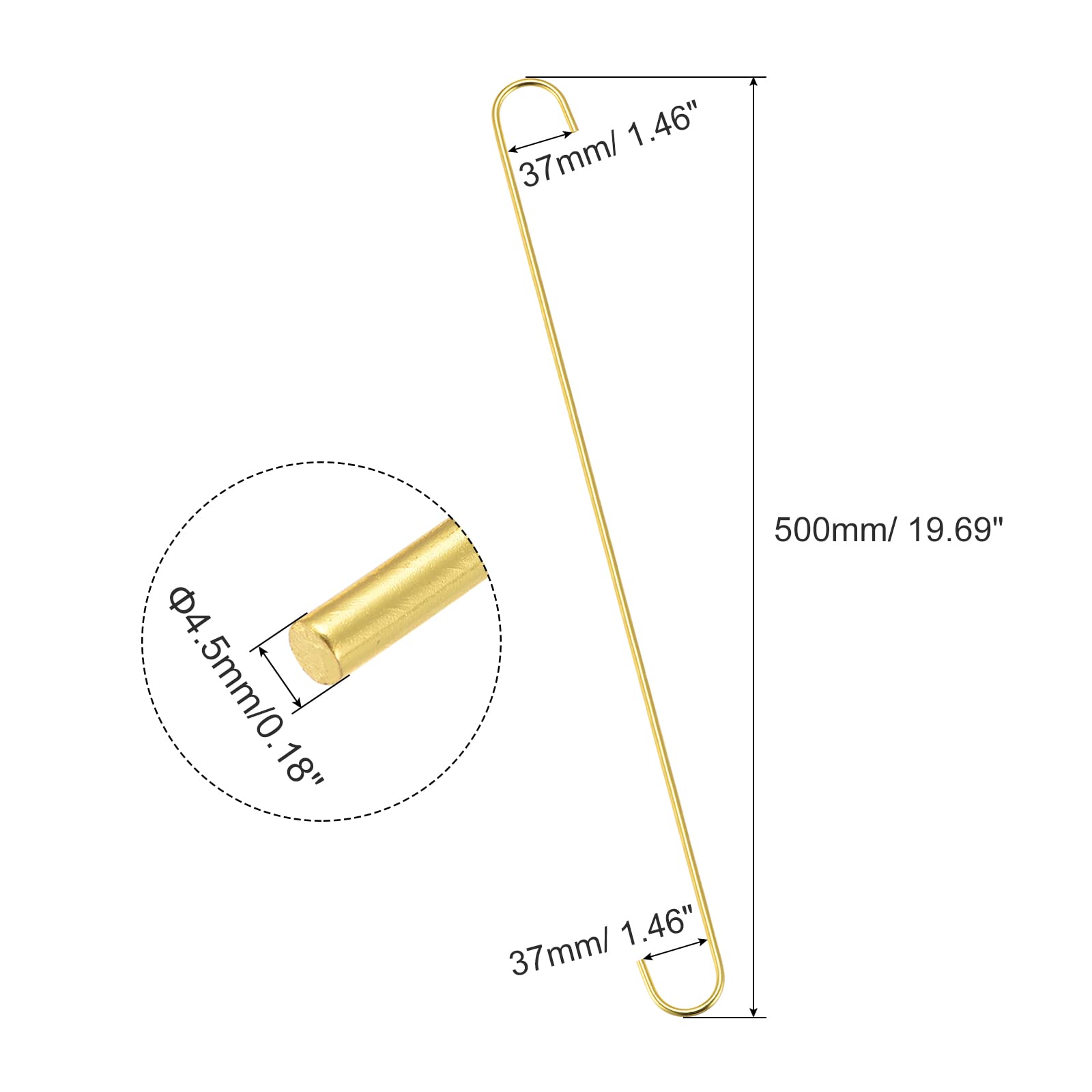 uxcell Ganchos colgantes en S, 500 mm, gancho de acero extralargo, uso en interiores y exteriores, para jardín, baño, armario, taller, cocina, tono dorado, 6 unidades