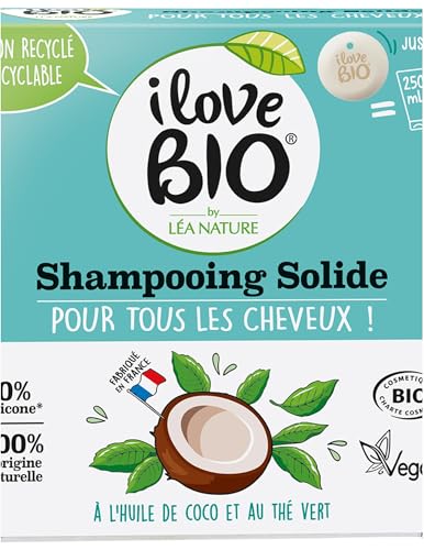 I Love Bio Shampoing Solide Huile de Coco et Thé Vert Bio 65 g