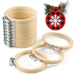 Caydo 12 Pieces 3 Inch Wooden Round Embroidery Hoops Adjustable