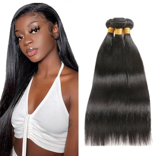 Extensions de cheveux humains brésiliens lisses 26 28 30 pouces 300g noir