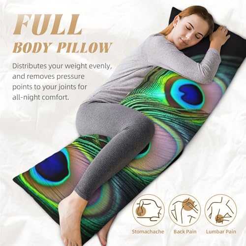 Housse de coussin longue cadeau de maison original plume paon