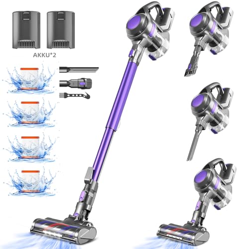 Authmic 40000Pa Akku Staubsauger Kabellos Lila/Silber