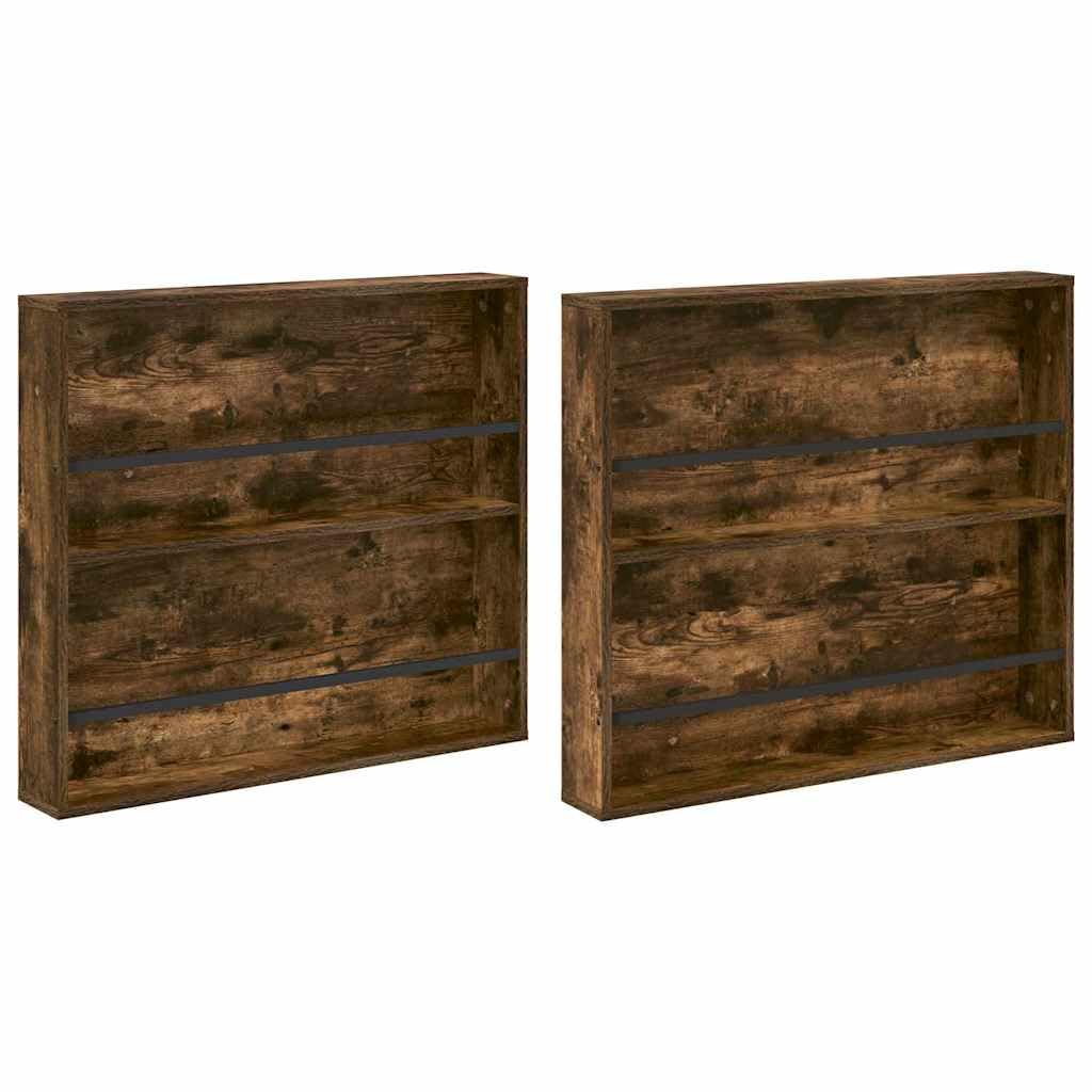 Générique Regał ścienny na czasopisma 2 szt., drewno inżynieryjne wędzony dąb 80 x 12 x 70 cm, nowoczesny design z regulowanymi półkami do przechowywania czasopism i broszur