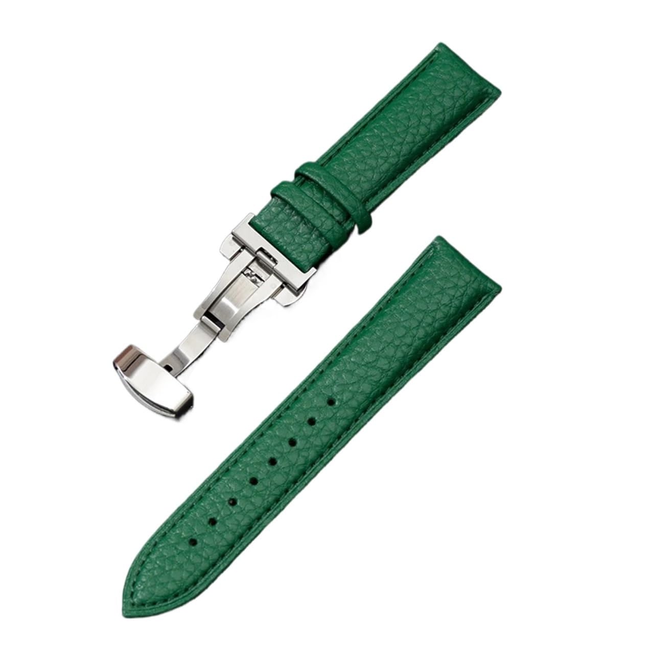 Run Ken Correas de reloj piel becerro con grano lichi, accesorios for relojes 18/20/22/24 mm, correa pulsera cuero genuino hebilla mariposa