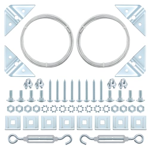 HOME MASTER HARDWARE 2 Pack Anti Sag Gate Kit for Wooden Fence Repair, Zinc Plated Steel, Anti-sag Gate Hardware Kit - Turnbuckle, Hooks, Heavy Steel Cable(7.5ft), Screws