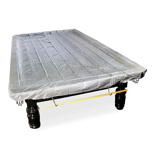 Funky Chalk Silver Vinyl 12Ft Fitted Full Sized Snooker Table Cover With Elasticated Corners - For 12 Foot Snooker Tables