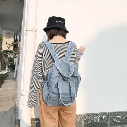 Image of MaxxCloud Vintage Denim Laptop Backpack Casual Canvas Daypack Handbag Purse Lightweight Rucksack Shoulder Bag