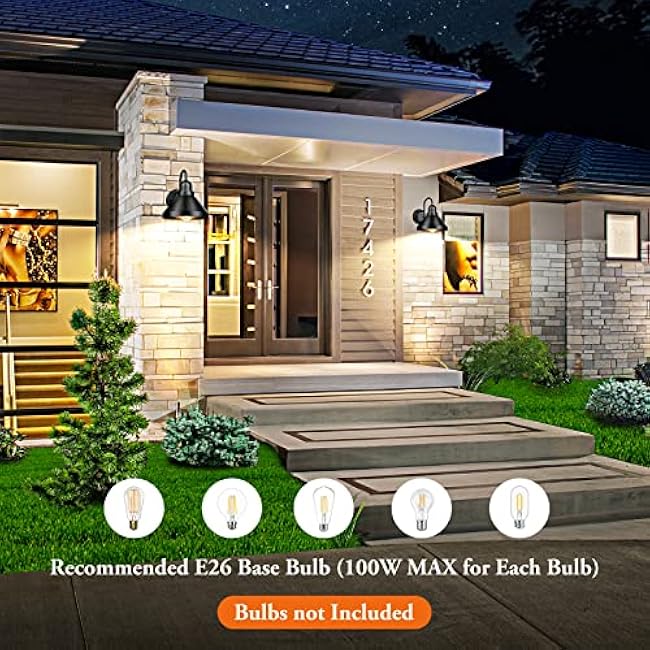 Brightever Gooseneck Outdoor Light Fixtures Farmhouse Industrial Black Exterior Wall Sconce