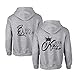 NDBUDA Pärchen Hoodie King Queen Pullover für Zwei Kapuzenpullover für Paare Paar Valentinstag Partner Geschenke Partnerlook Liebespaar Couple Mr Mrs Kapuzenpulli(Grau-Queen,XXXL)