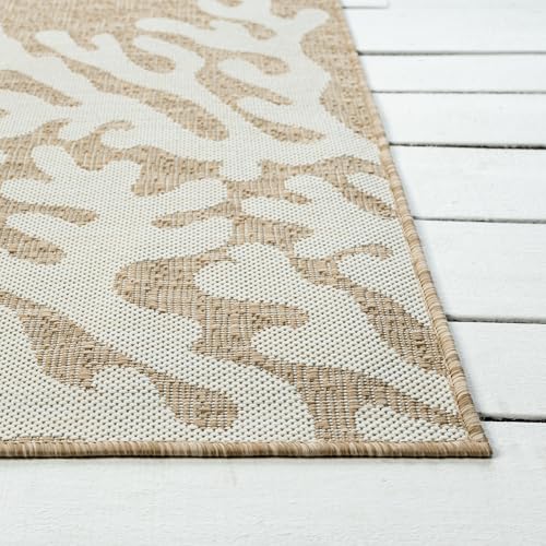 Tapete de exterior LR Home coral beige 5 x 7 pies miniatura 4