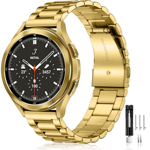 Lerobo Compatible with Samsung Galaxy Watch 7 6 5 4 40mm 44mm Band/Galaxy Watch 6 4 Classic 43mm 47mm 46mm 42mm Band/Active 2 40mm 44mm/Watch 3 41mm,20mm Stainless Steel Metal Replacement Men Women