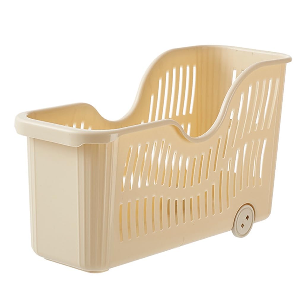 Rfeeuubft D Kitchen Storage Basket With Wheel, Househol Plastic Snack Toy Storage, Kitchen Cabinet Storage Box