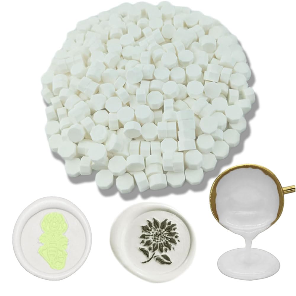 Ioggser 560 PCS Octagon Wax Beads for Wax Seal Stamp Sealing Beads for Wedding & Party Invitations (White)