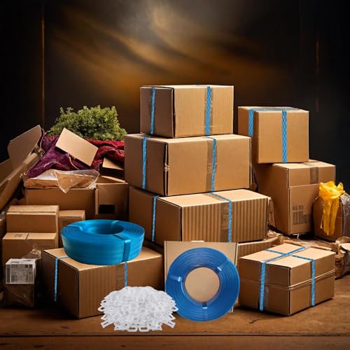 plastic packaging banding strapping kit 1234 x 50039 polypropylene straps amp 100 buckles blue