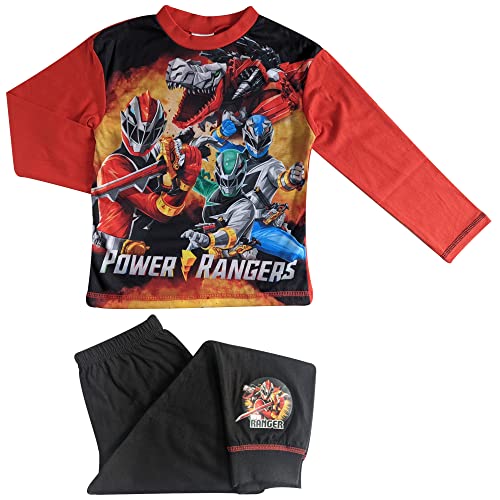 Power Rangers Pyjama pour garçon - Manches longues - 4-10 ans, Noir/rouge., 7-8 ans