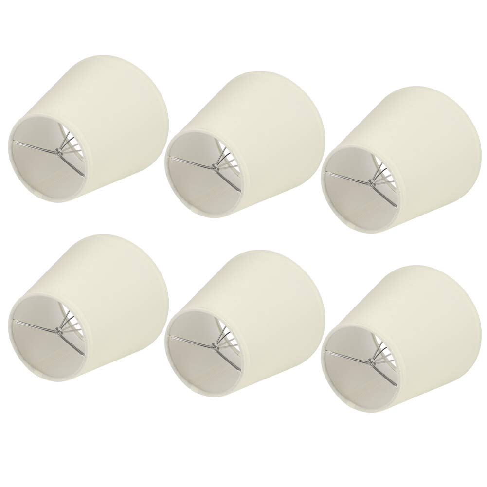 6PCS E14 Lampshade Set Cream Fabric Chandelier Lampshade for E14 Bulb Modern Minimalist Lighting Easy Installation Home Bedroom Hotel Use