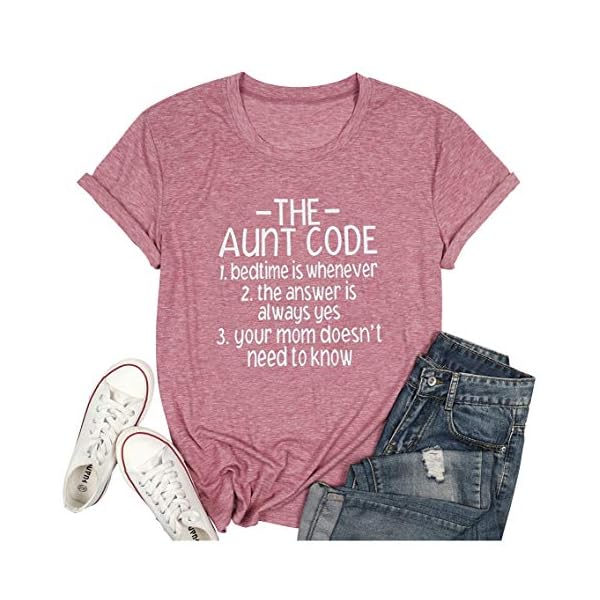 FCHICH-The-Aunt-Code-Shirts-Women-Funny-Letter-Sayings-Print-Auntie-T-Shirt-Bless-Aunt-Tops-Tees-Casual-Short-Sleeve-Tshirts FCHICH The Aunt Code Shirts Women Funny Letter Sayings Print Auntie T Shirt Bless Aunt Tops Tees Casual Short Sleeve Tshirts (Pink, M)