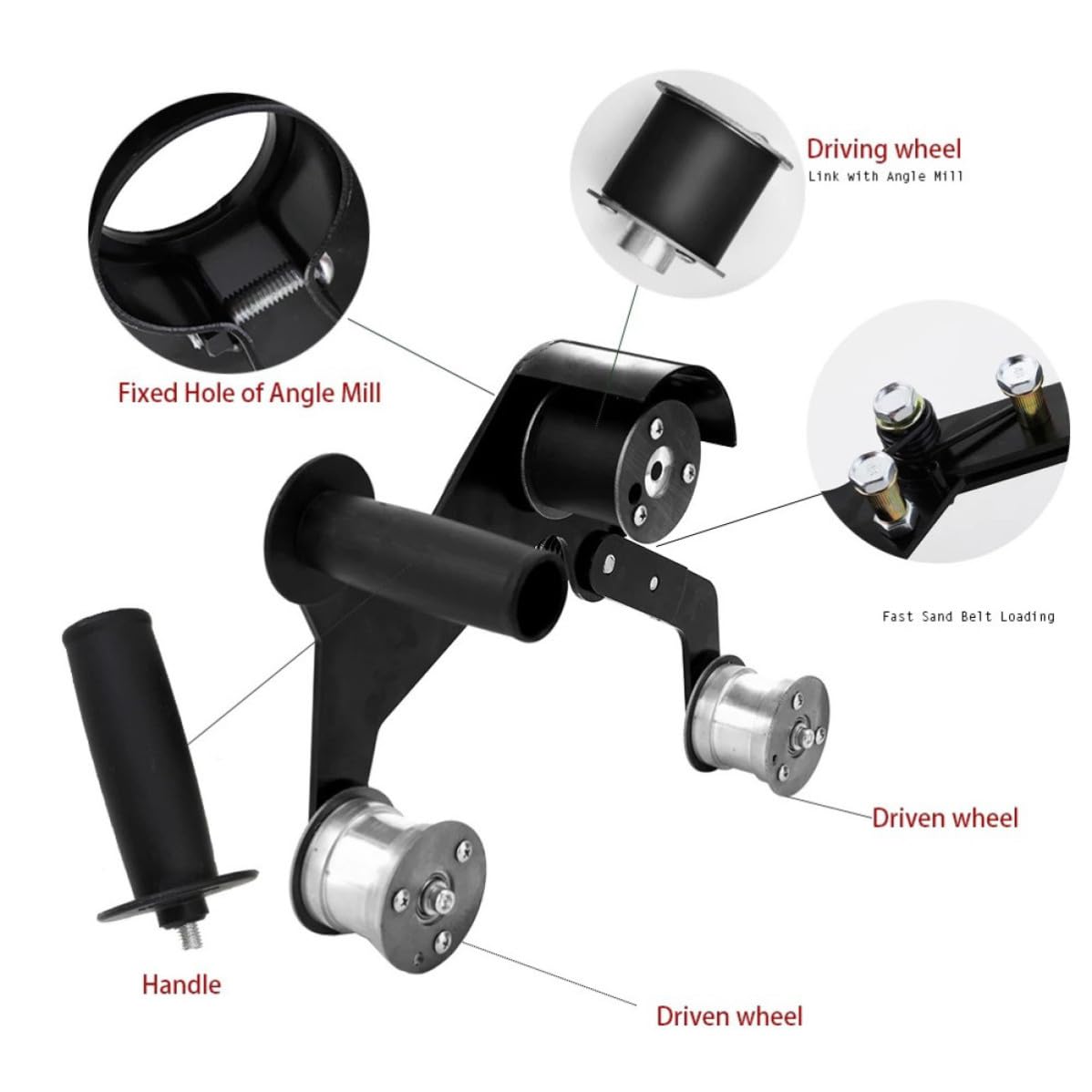 ULTECHNOVO Juego de Accesorios para Lijadora de Banda Pequeña Adaptador para Lijado de Tubos, Resistente al Desgaste Alta Uniformidad de Pulido, Adecuado para Uso Portátil