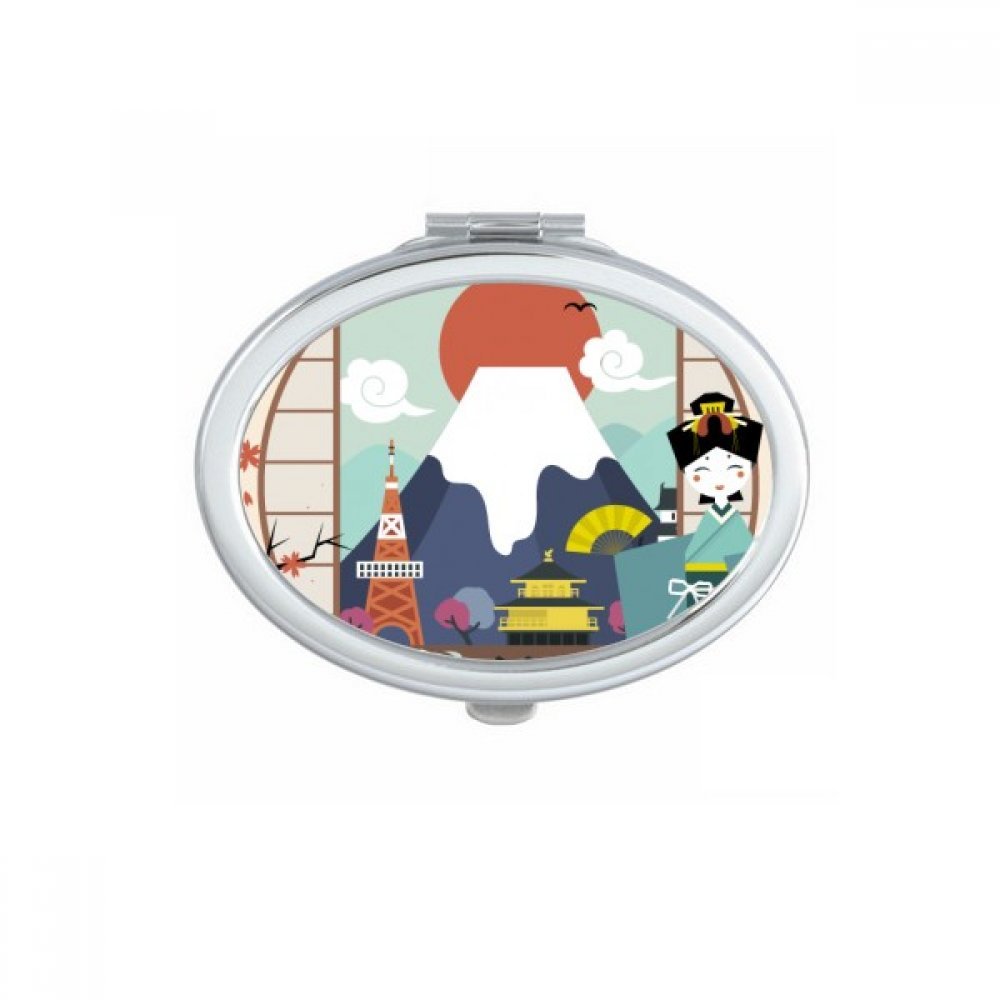 Miroir compact ovale de poche au motif de carte du Japon voyage nomade