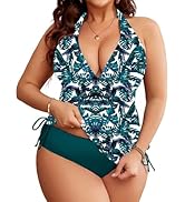 Yutdeng Badpak voor dames, 2-delig, grote maat, bikini, dames, hoge