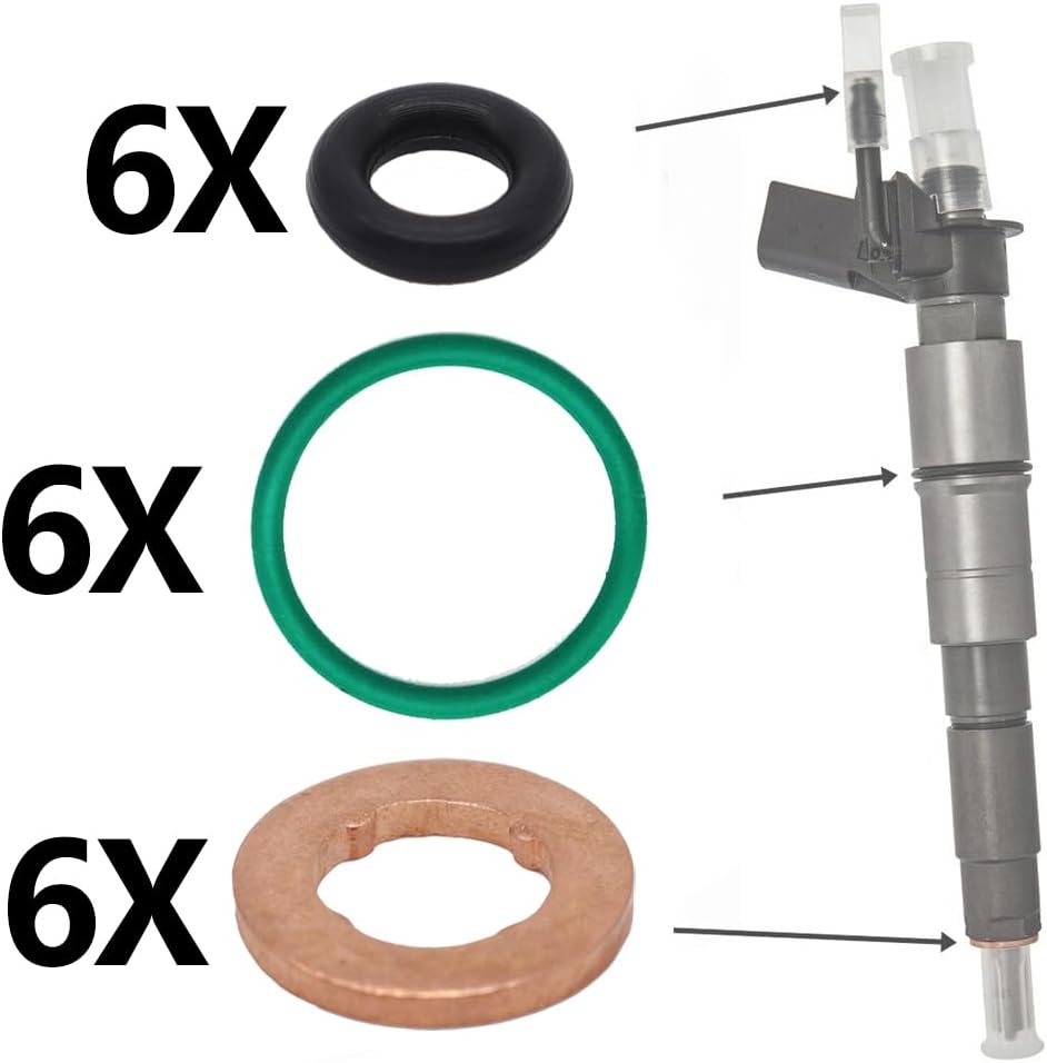 2Set Fuel Injector Nozzle Copper Gasket O-ring Seal Kit 059130119 059130519 WHT000884 03L130277 059130277 For Audi A4 A4 For Allroad - (Color: 1 SET)