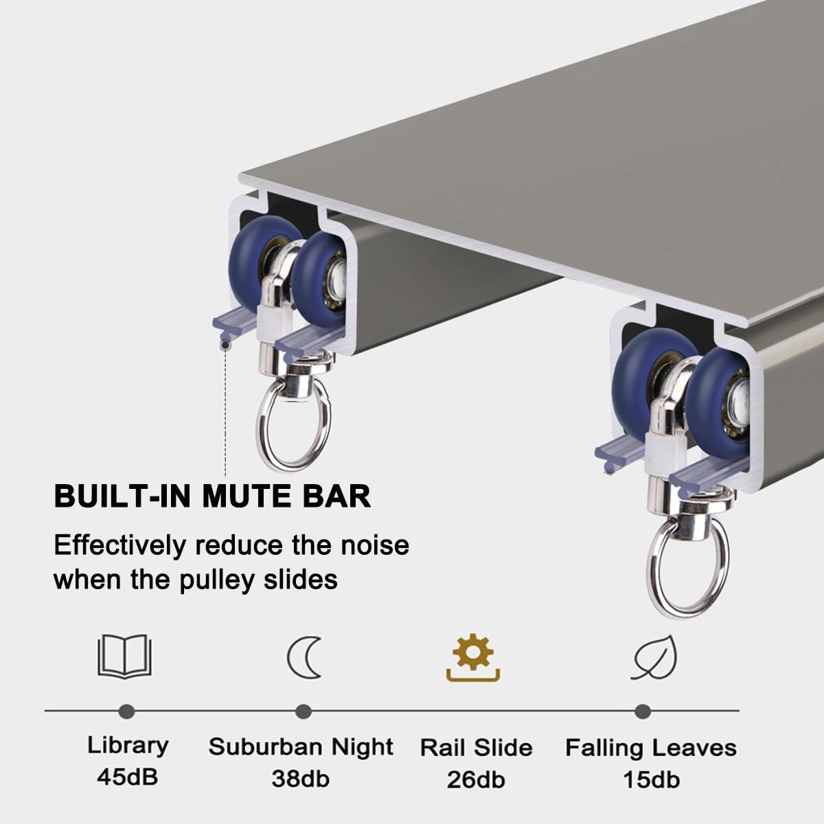 Ceiling Curtain Track Set with Roller - Heavy-Duty Aluminium Rods for Room Divider, 3.3ft~16.4ft Rail Curtains