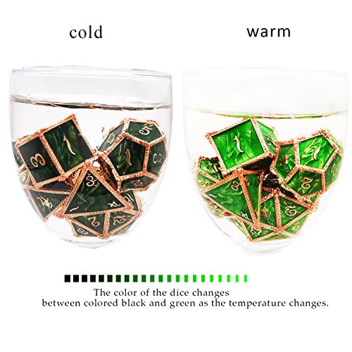 Mjdiceok Color Changing Dice Metal Dragons Dice Dnd Dice Set D&D Dice Set Role Playing Dice Apply To Dungeons And Dragons (Black To Green) #TOP2
