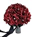 Apple Red Rose and Black Ribbon Bridal Wedding Bouquet