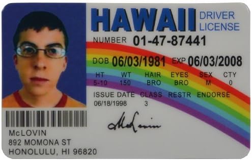McLovin Fun Fake ID License