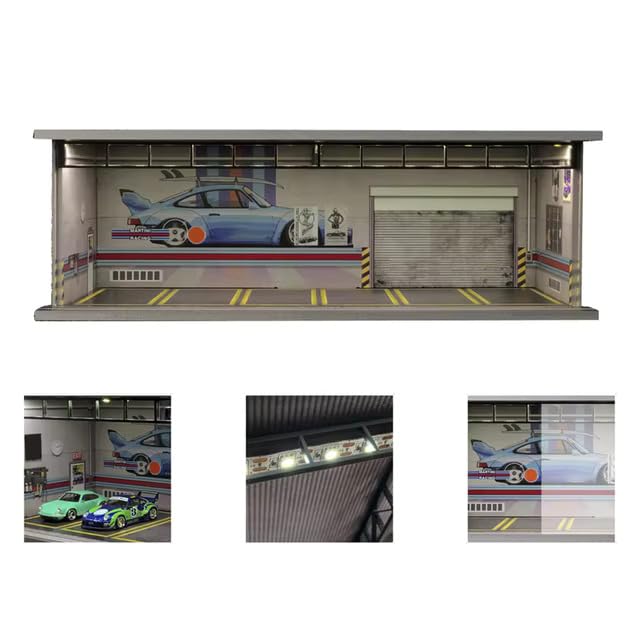 1:64 GFANS Model Car Diorama Garage Shops with LED Lighting Dealership Model Car Toy (Martini Racing Garage) — image 1