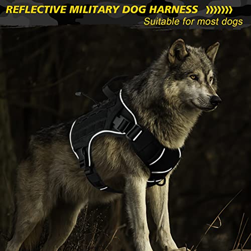 Wingoin Black Tactical Dog Harness For Large Dogs No Pull Adjustable Pet Harness With Handle Reflective K9 Military Service Dog Vest For Walking Hiking Training (L) #TOP4