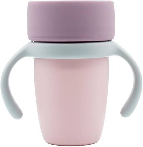 WeeSprout Taza de entrenamiento para bebé, taza de silicona con asas extraíbles para destete de la botella - Vasos de transición a prueba de