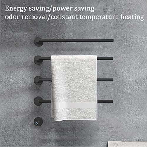 Calentador de toallas blanco de 4 barras con interruptor integrado para pared 6