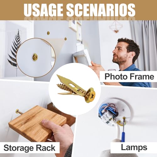 100 PCS Self Drilling Drywall Anchors with Screws – Heavy Duty Metal Expansion Wall Anchors Kit for Drywall & Sheetrock – Ideal for Hanging Shelves, Mirrors, Picture Frames and More