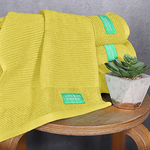 Miniatura 10 de Set 3pcs Toallas De Baño 30 X 50 50 X 90 70 X 140 Cm 450 Gsm 100 Algodón Amarillo Casa Benetton