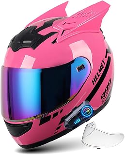 Black and Pink Cat Ear Bluetooth Helmet