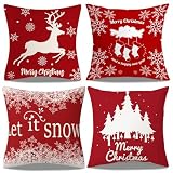 BGNXHYB 4 piezas Funda de cojín de Navidad, decoración navideña interior
