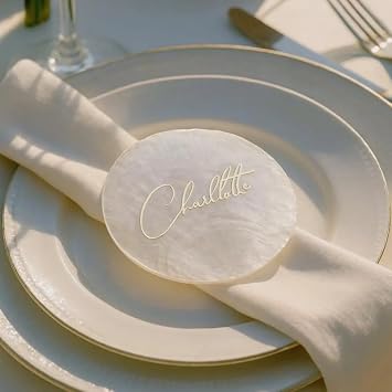 10Pcs Capiz Shells Place Cards for Wedding Decoration Creative Shells Name tags Blank DIY Place Card Sets
